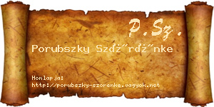 Porubszky Szörénke névjegykártya